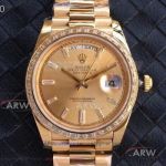 EW Factory Rolex Day Date 40mm Champagne Dial All Gold President Band V2 Upgrade Swiss 3255 Automatic Watch 228239
